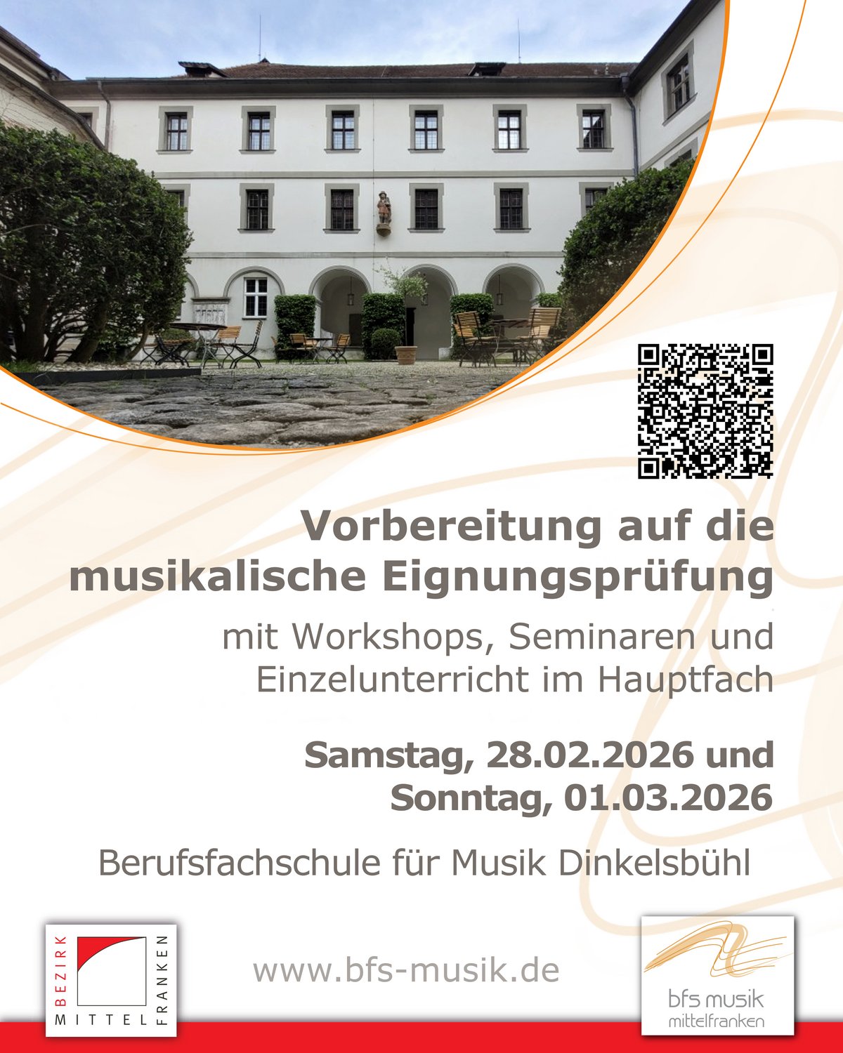 Flyer zum Workshopwochenende mit Termin und Bild der Schule