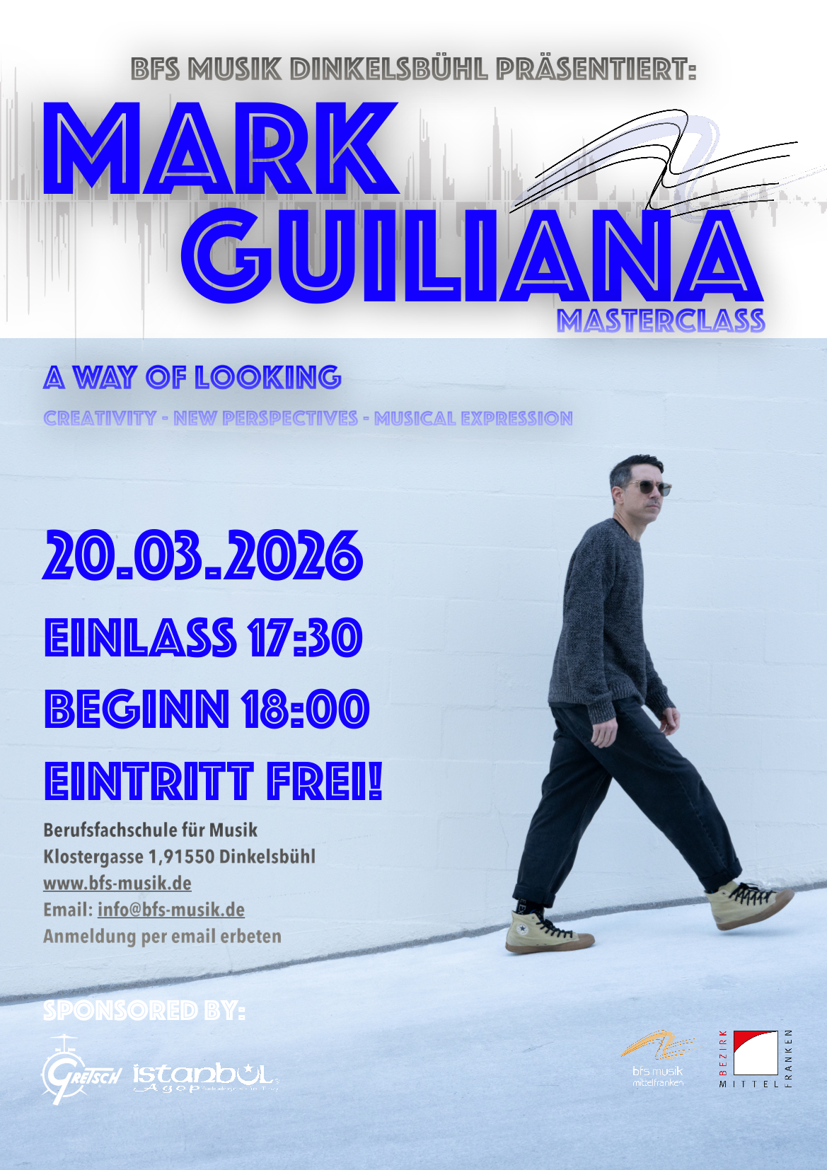Masterclass Mark Guiliana Plakatbild zur Masterclass mit Mark Guiliana zu dekorativen Zwecken